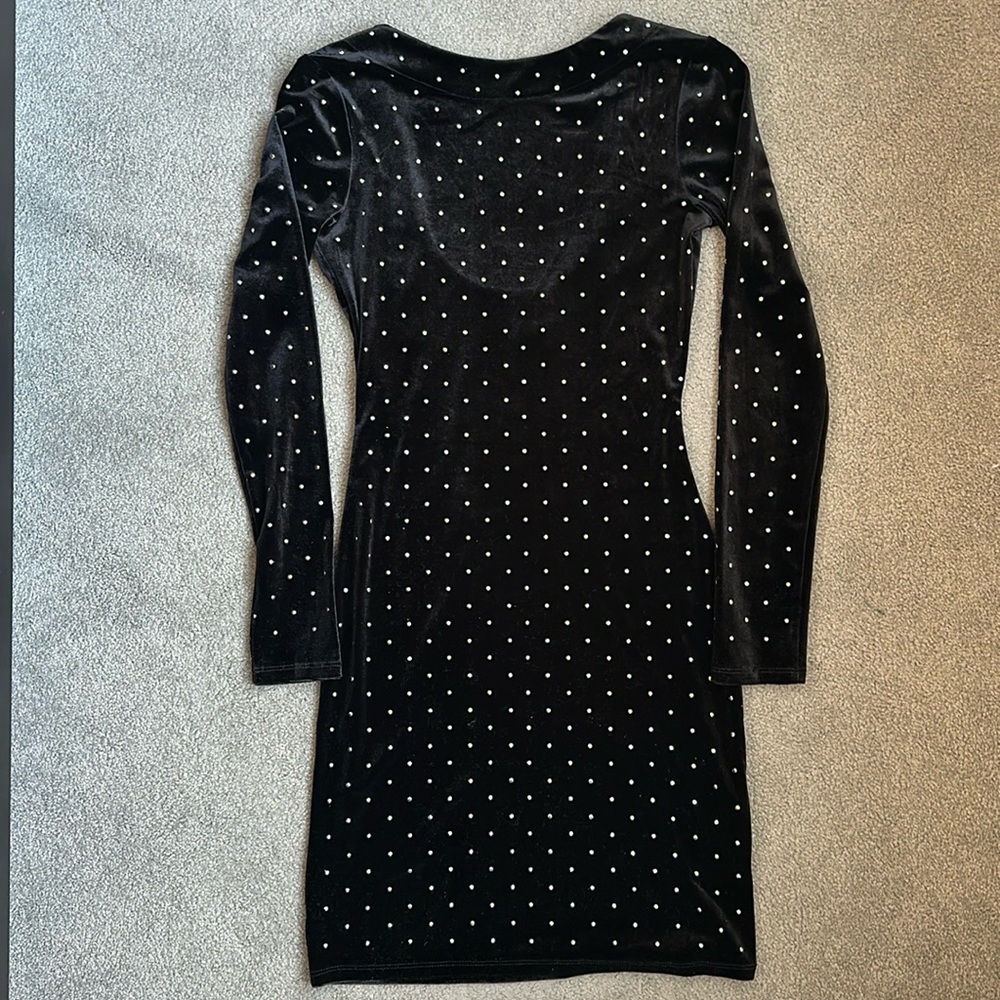 NWT H&M Velour Rhinestone Studded Dress Size XS